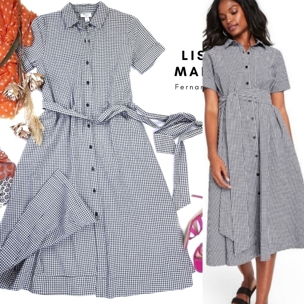 New Lisa Marie Fernandez Black White Seersucker Belted Button Down Maxi Dress XS - Picture 1 of 15